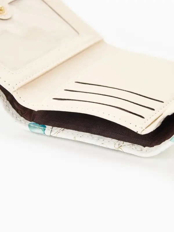 Кошелёк женский на кнопке, 10.5&times;2.5&times;8.5 см, с растительным принтом, белый/зелёный