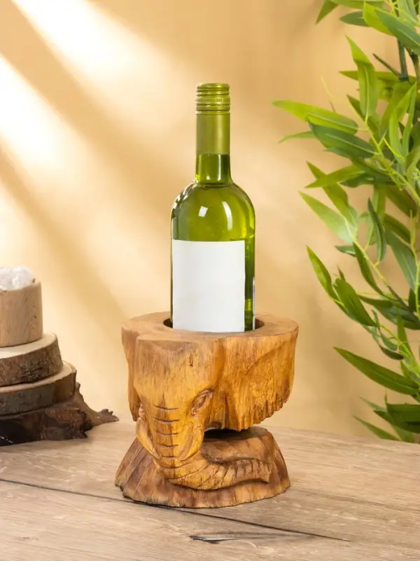 Подставка под бутылки «Голова слона», 15×15×17 см, дерево Пиннис, коричневая Подставка под бутылки «Голова слона», 15×15×17 см, дерево Пиннис, коричневая
