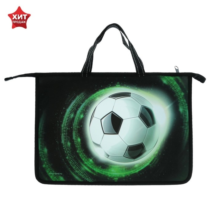 Папка с ручками А4, 335 х 235 х 55 мм, пластиковая, ручки-тесьма, Calligrata  Папка с ручками А4, 335 х 235 х 55 мм, пластиковая, ручки-тесьма, Calligrata "Мяч"