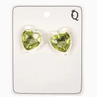 Серьги "Кристалл" сердце, цвет прозрачно-св.зелёный