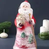Свеча фигурная "Дед Мороз с подарком" 9х9х19,5 см, цв. красный