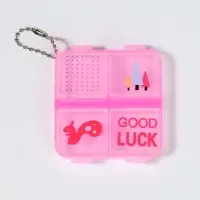 Таблетница GOOD LUCK, с цепочкой, 6.5×6×1.5 см, 4 секции, МИКС