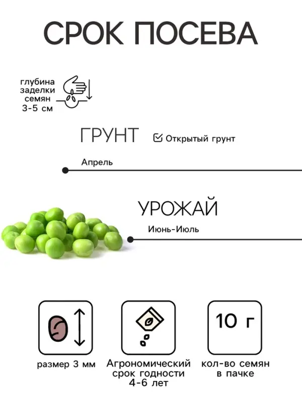 Семена Горох &laquo;Амброзия сахарный&raquo;, 10 г, &laquo;Сембат&raquo;