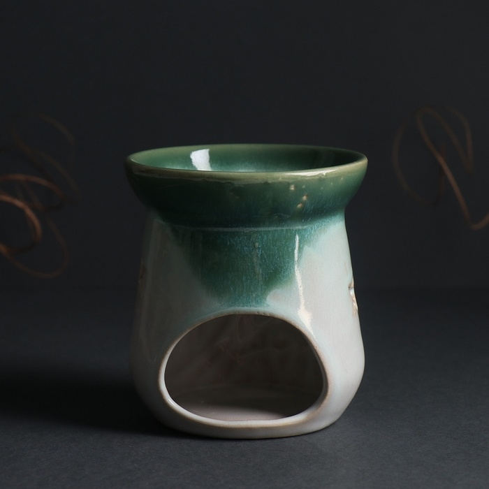 Аромалампа керамика  Аромалампа керамика "Море волнуется" зеленый 8,6х8,6х9,8 см