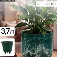 Кашпо для цветов &laquo;Микрит&raquo;, 3.7 л, d=22 см, h=20 см, со вставкой, пластиковое, зелёное