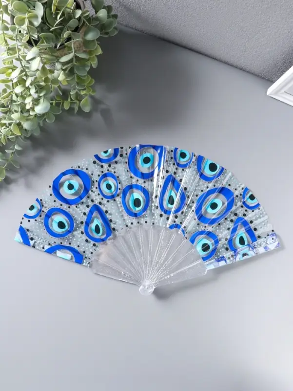 Веер складной пластик &laquo;Глаза от сглаза&raquo;, блеск, 23 см