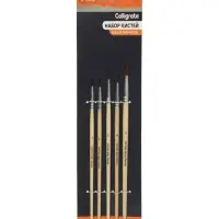 Набор кистей для рисования, белка, 5 штук: № 1, 2, 3, 4, 5, круглые, деревянная ручка, международный размер