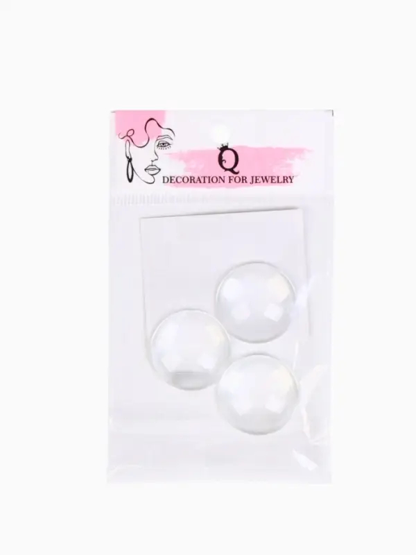 Кабошон стекло, круг 25 мм (набор 3 шт.), прозрачный