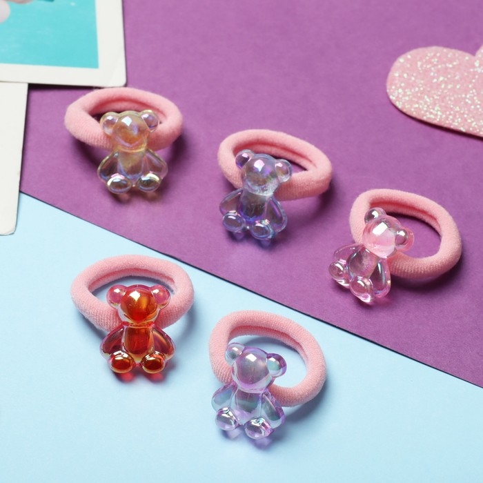 Резинка для волос "Малышка" (набор 10 шт) мишка глянец