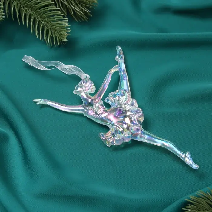 Ёлочная игрушка «Зимнее волшебство. Балерина в танце» пластик, 16х8,5 см, прозрачный перелив