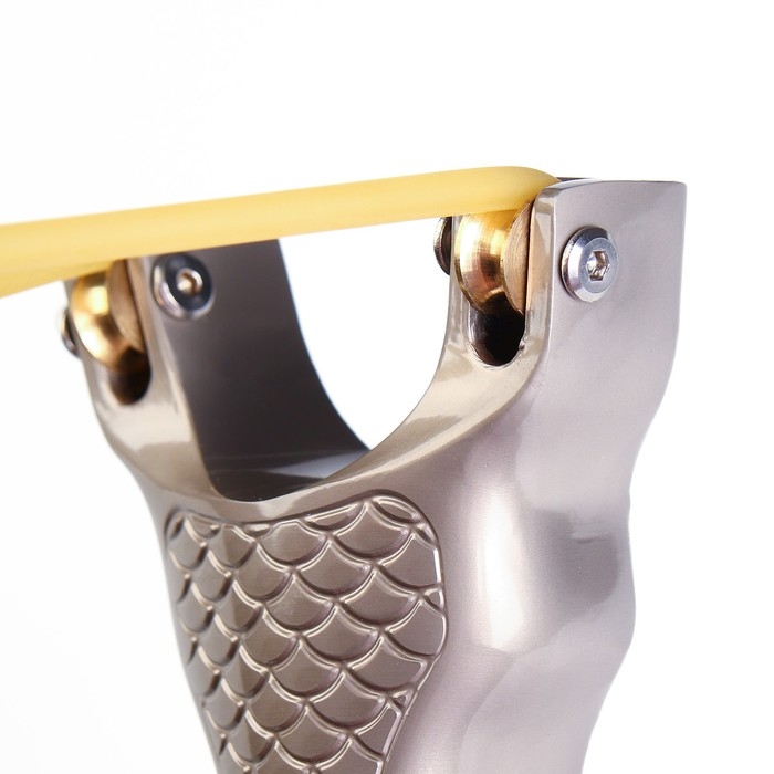 Рогатка металлическая Рогатка металлическая "Чешуя" со жгутом для стрельбы стрелами, 13 см, серебристая