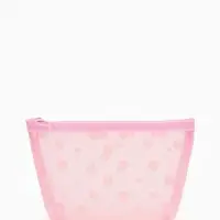Косметичка DOTs, с рисунком, сетка, на молнии, розовая