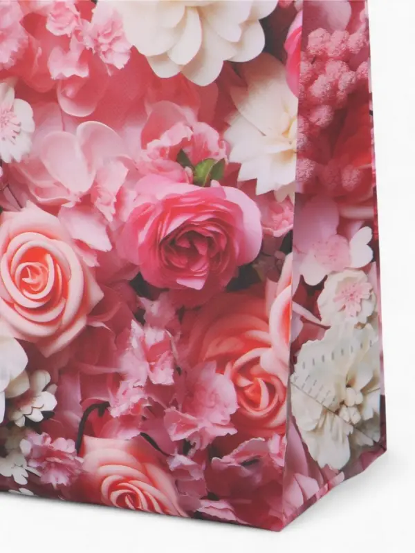 Сумка для покупок Цветы, 32*10*26. отд без молнии,  розовый