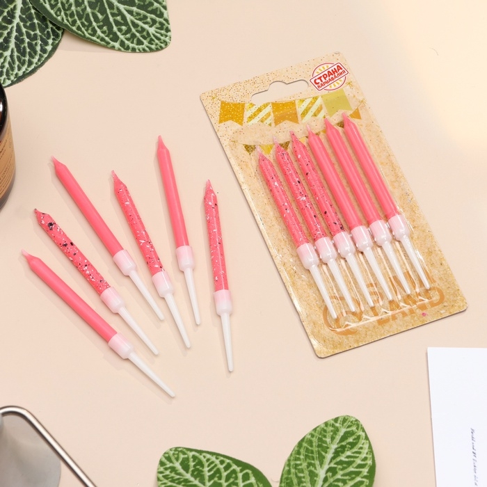 Свечи для торта Свечи для торта "Блестящая вечеринка", 6 шт, розовые