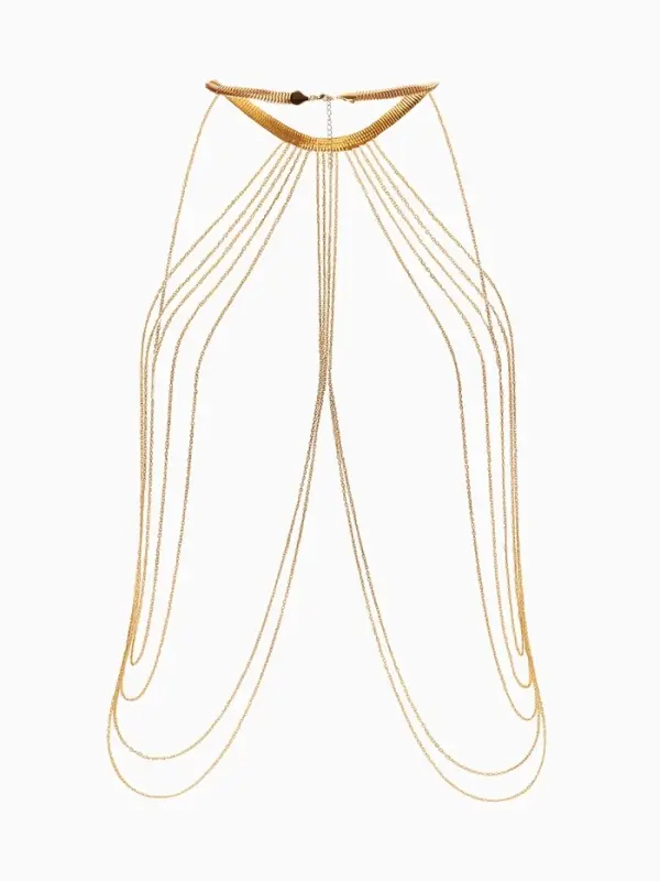 Бодичейн на тело, цепочки, 55 см, цвет золото