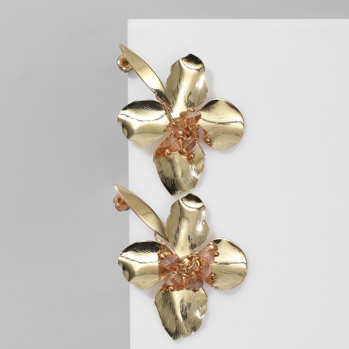 Серьги ассорти «Цветок» рельеф, цвет розовый в золоте Серьги ассорти «Цветок» рельеф, цвет розовый в золоте