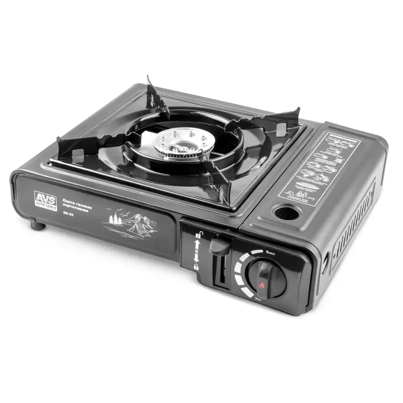 Плита газовая портативная в кейсе AVS GS-02 (встроен.переходник)