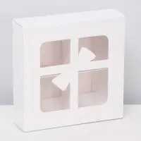 Коробка для 4 конфеты &laquo;Бантик&raquo;, белый 12.5&times;12.5&times;3.5 см