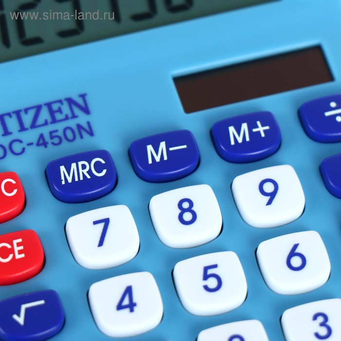 Калькулятор настольный Citizen  Калькулятор настольный Citizen "SDC-450NBLCFS", 8-разрядный, 120 х 87 х 22 мм, двойное питание, синий