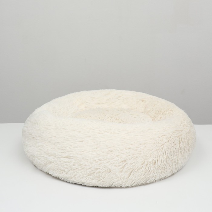 Лежанка для собак и кошек, длинный мех, 80 х 80 х 25 см, молочная Лежанка для собак и кошек, длинный мех, 80 х 80 х 25 см, молочная