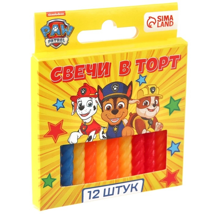 Набор свечей для торта  Набор свечей для торта "С Днем Рождения", 12 штук, Щенячий Патруль