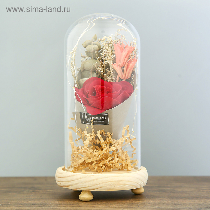 Ночник Ночник "Колба с розой в букете" LED 3ААА МИКС 19х9,5х9,5 см RISALUX