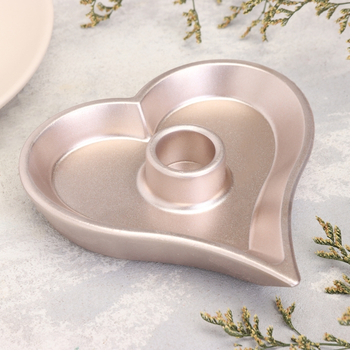 Подсвечник Подсвечник "Сердце" из гипса,14х2,5см,шампань