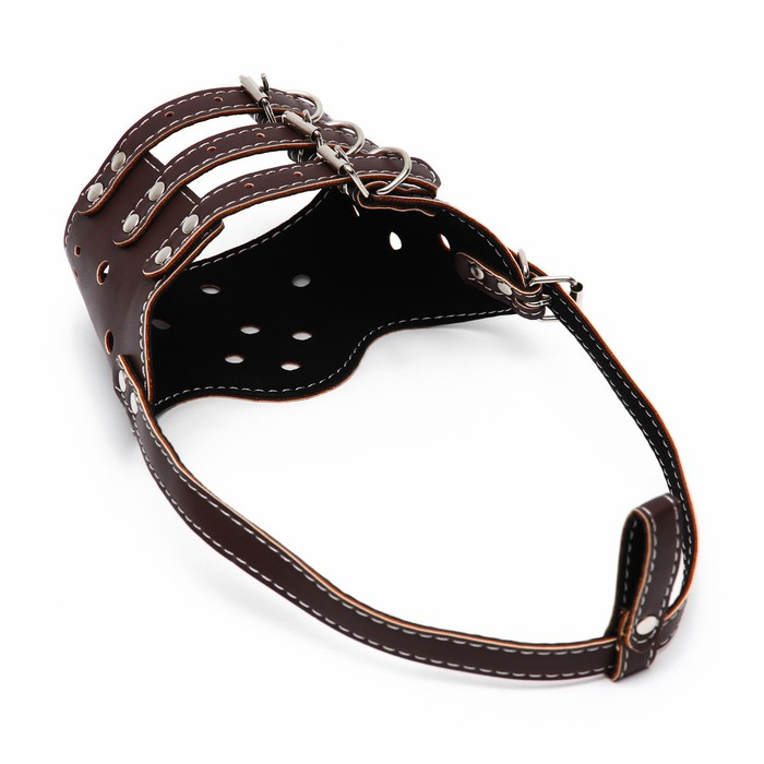 Намордник из прессованной кожи регулируемый, №4, ДН 8,8 см, ОМ 29-35 см, коричневый Намордник из прессованной кожи регулируемый, №4, ДН 8,8 см, ОМ 29-35 см, коричневый