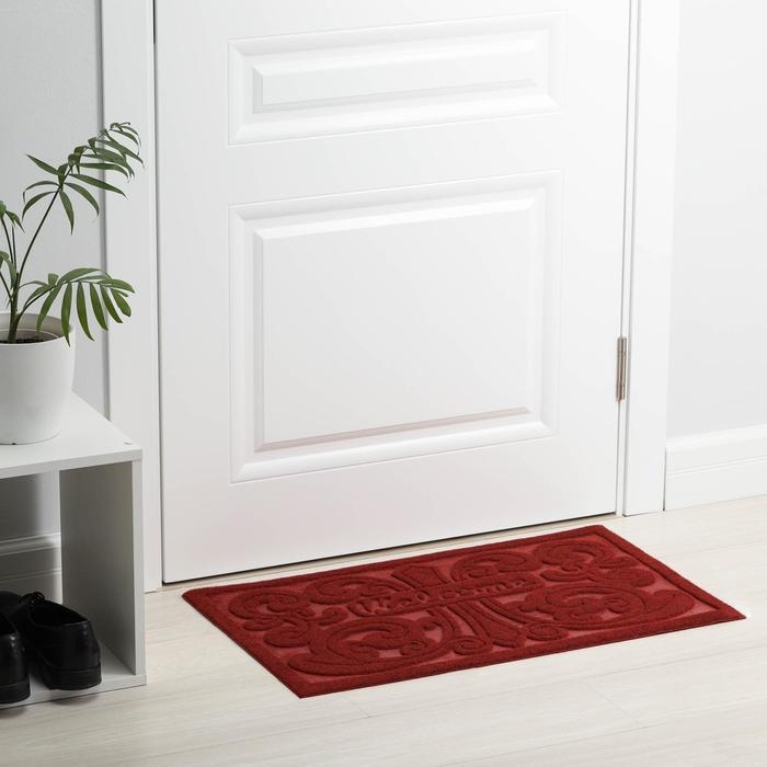 Коврик влаговпитывающий придверный без окантовки «Welcome Вензель», 45×75 см, цвет МИКС Коврик влаговпитывающий придверный без окантовки «Welcome Вензель», 45×75 см, цвет МИКС