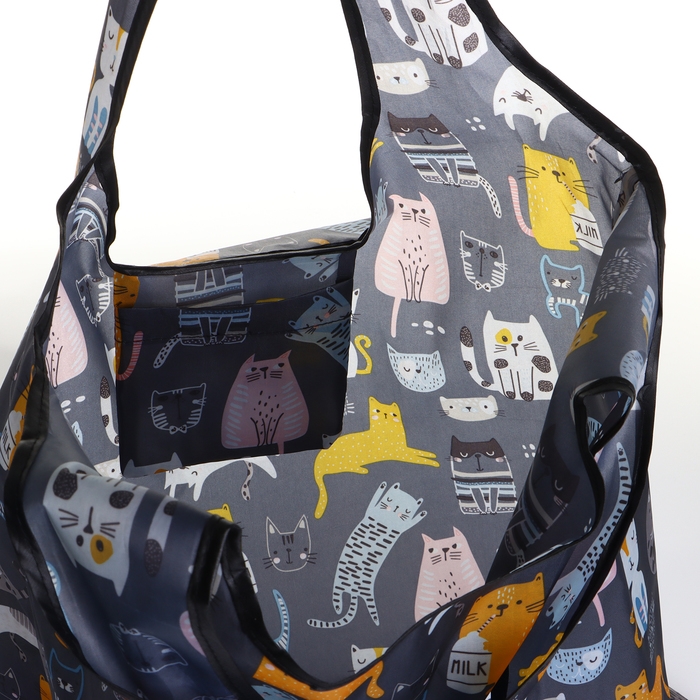 Сумка хозяйственная без застёжки, складная, цвет чёрный Сумка хозяйственная без застёжки, складная, цвет чёрный