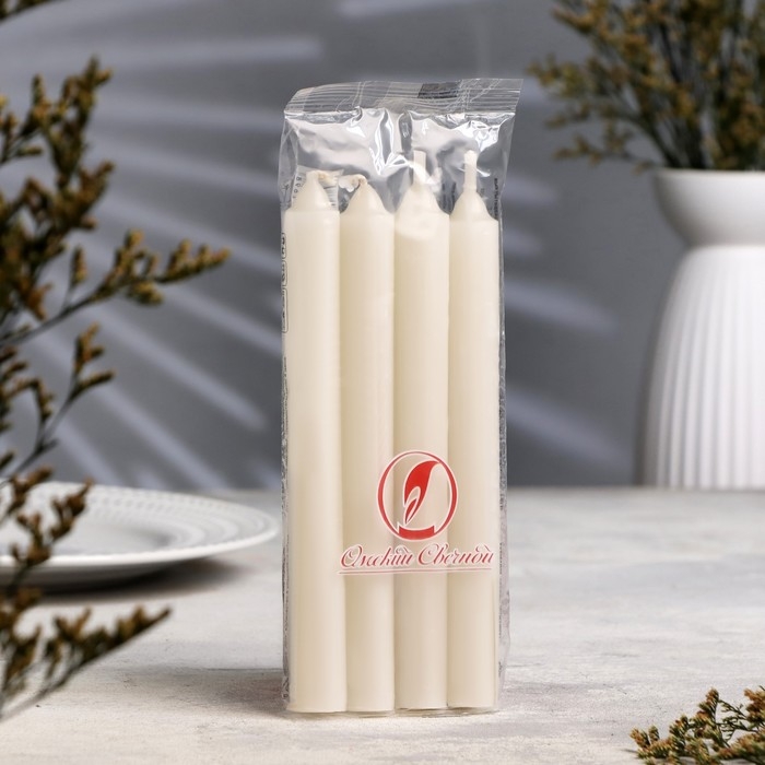 Набор свечей хозяйственных, 1,8х17,5 см, 5 ч, 40 г, 4 штуки Набор свечей хозяйственных, 1,8х17,5 см, 5 ч, 40 г, 4 штуки