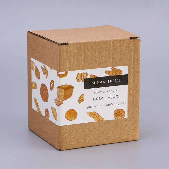 Свеча ароматическая в стекле  Свеча ароматическая в стекле "BREAD HEAD", хлеб, перец,  розмарин, 200 г