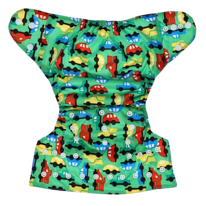 Трусики-подгузник, многоразовый «Машинки», цвет зеленый, Крошка Я