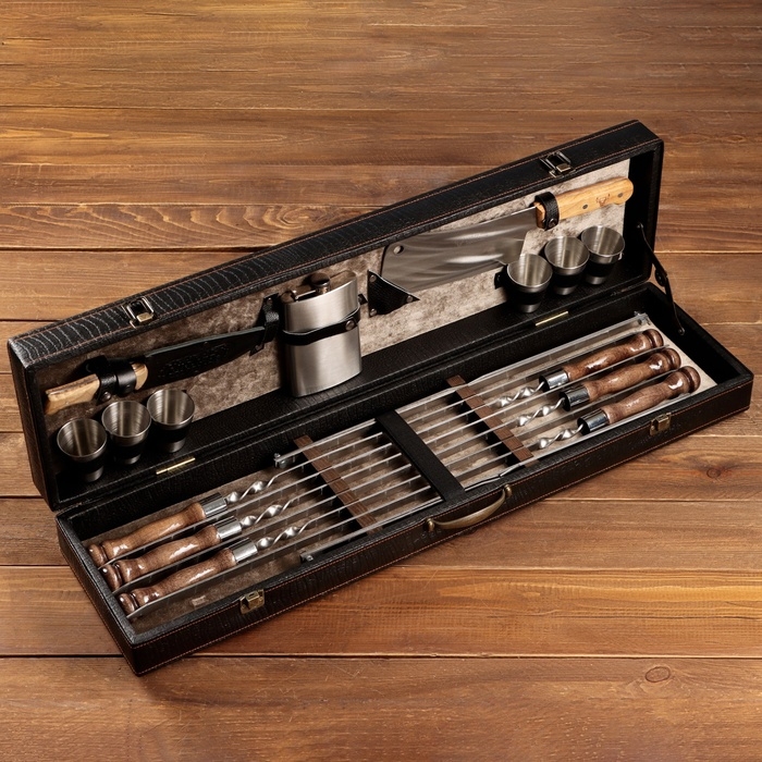 Набор с шампурами подарочный  Набор с шампурами подарочный "Элит-X" в коробке из эко-кожи №7