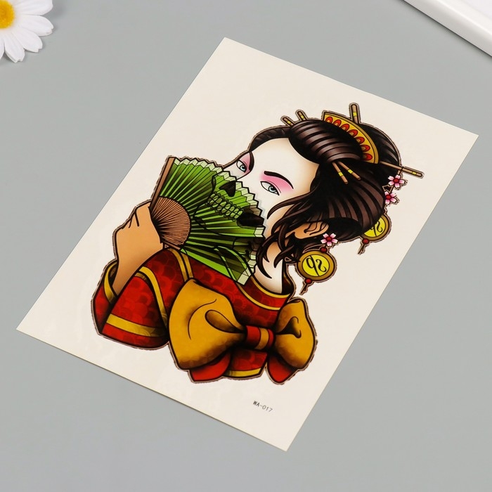 Татуировка на тело цветная Татуировка на тело цветная "Гейша вечная" 26,1х14,6 см