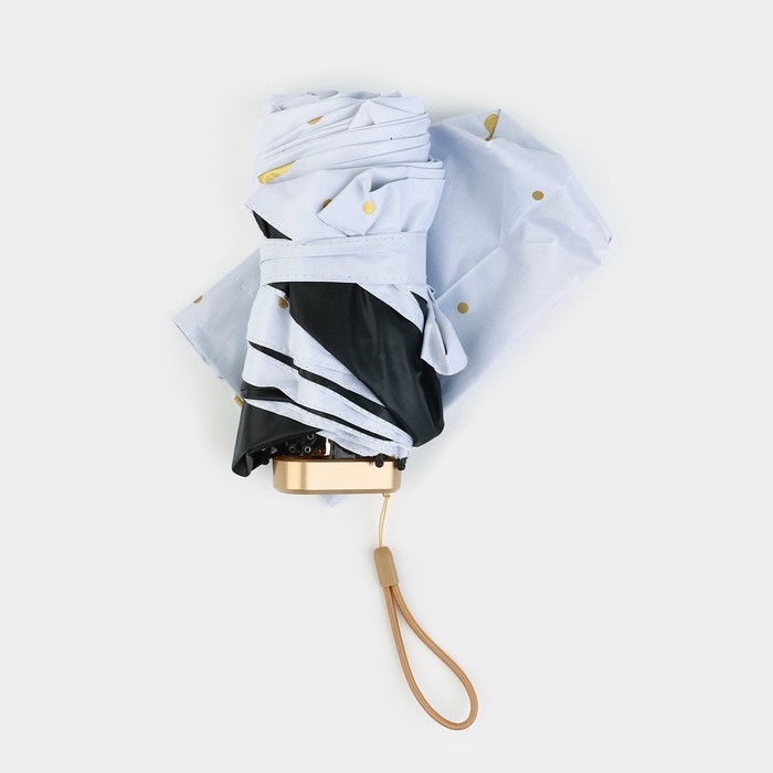 Зонт женский механический, 6 спиц, цвет белый в золотой горошек. Зонт женский механический, 6 спиц, цвет белый в золотой горошек.