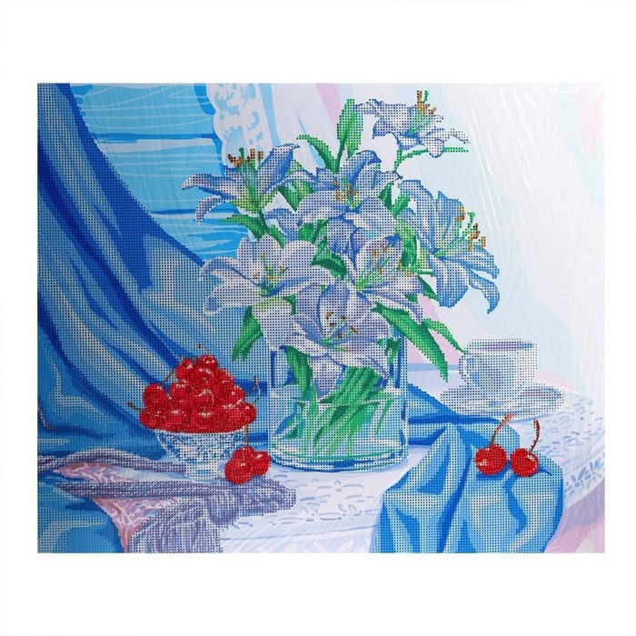 Алмазная мозаика с частичным заполнением на подрамнике «Лилии», 50 x 60 см Алмазная мозаика с частичным заполнением на подрамнике «Лилии», 50 x 60 см