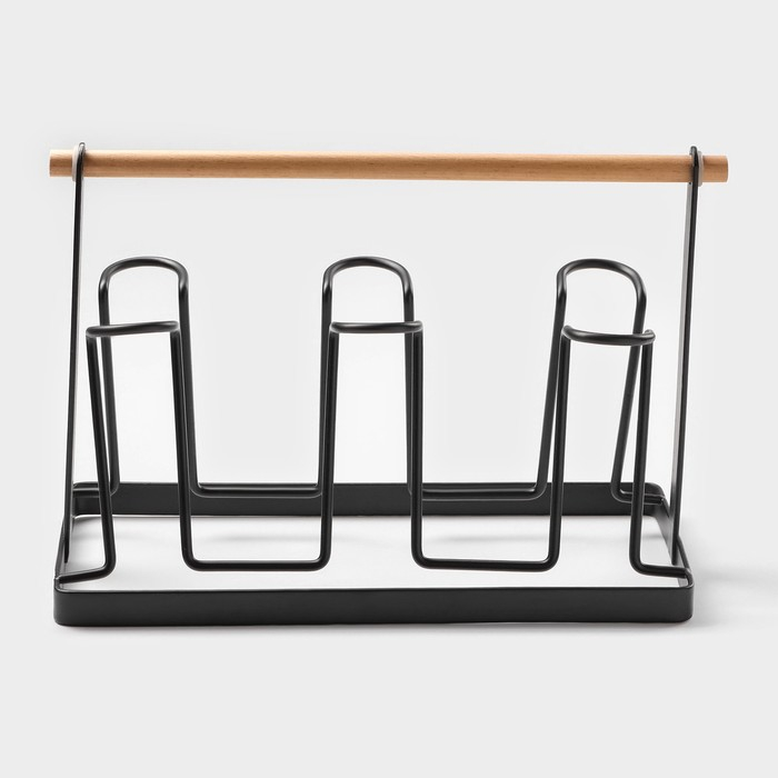 Набор кружек керамических на металлической подставке &laquo;Мрамор&raquo;, 6 предметов: 390 мл, цвет серый