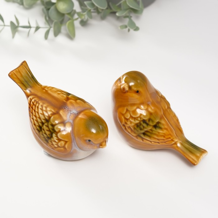 Сувенир керамика " Воробышек с зелёным оперением" МИКС 8х12х6 см