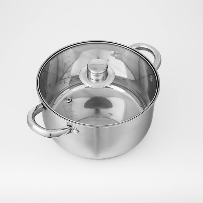 Набор кастрюль из нержавеющей стали Доляна «Гретте», 3 предмета: 2,3 л, 3,2 л, 4,2 л, крышки Набор кастрюль из нержавеющей стали Доляна «Гретте», 3 предмета: 2,3 л, 3,2 л, 4,2 л, крышки