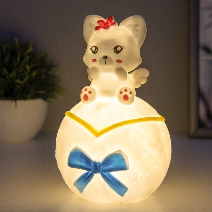 Ночник Ночник "Лисичка на луне" LED 1Вт 3х LR44 белый 10х10х16см RISALUX