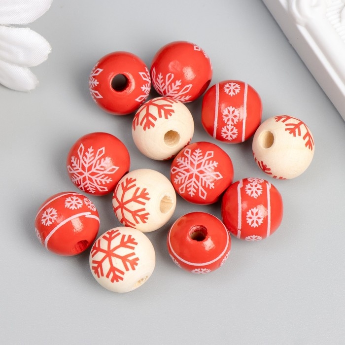 Бусина дерево для творчества Бусина дерево для творчества "Снежинки" d=1,6 см набор 12 шт