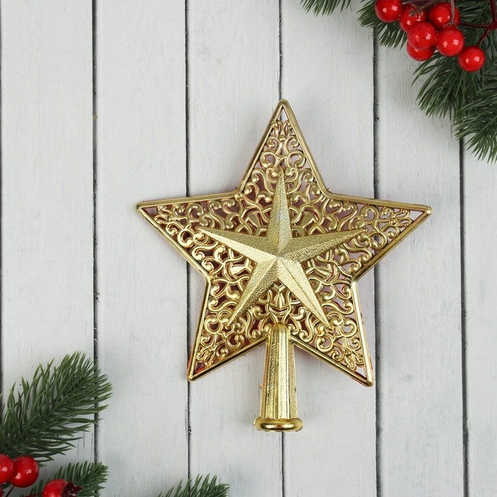 Наконечник Наконечник "Звезда двойная узорчатая" 16х14 см, золотисто-красный