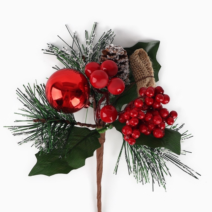 Новогодний декор, веточка  Новогодний декор, веточка "Зимние настроение" 17х13х10 см