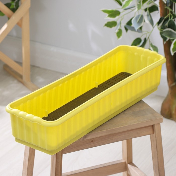 Ящик для цветов с дренажной решёткой, 9.5 л, цвет МИКС Ящик для цветов с дренажной решёткой, 9.5 л, цвет МИКС