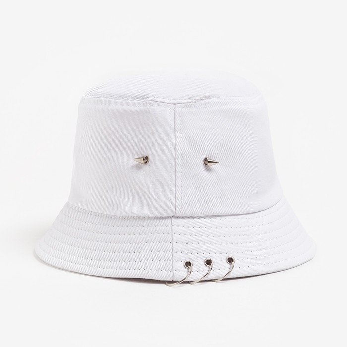 Панама MINAKU с кольцами, цвет белый, размер 56-58 Панама MINAKU с кольцами, цвет белый, размер 56-58