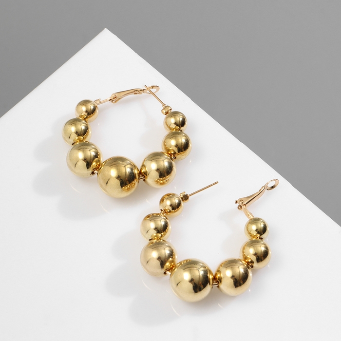 Серьги-кольца «Бусины» на уменьшение, цвет золото Серьги-кольца «Бусины» на уменьшение, цвет золото