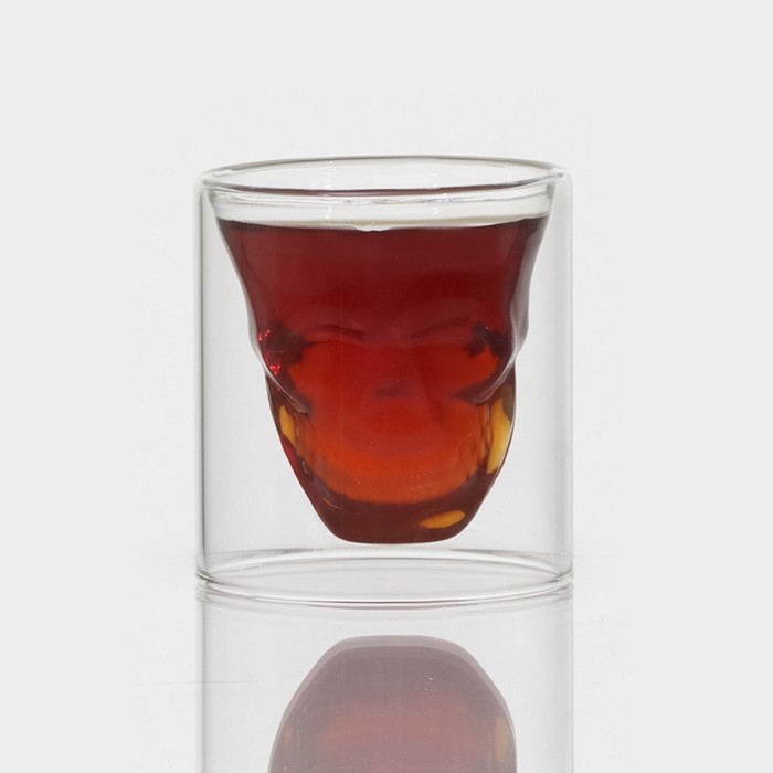 Стопка - шот стеклянный с двойными стенками Magistro «Череп», 100 мл, 8×8,5 см Стопка - шот стеклянный с двойными стенками Magistro «Череп», 100 мл, 8×8,5 см