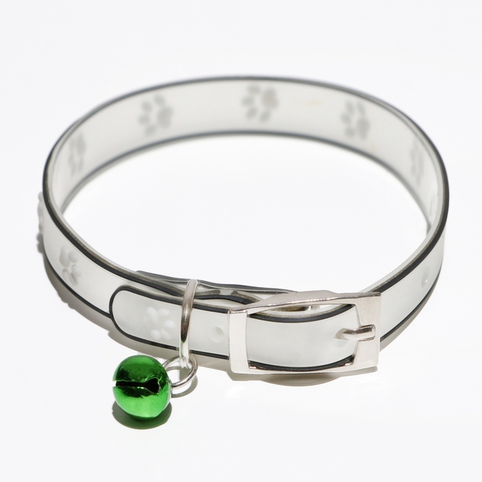 Ошейник Ошейник "Лапки", 28 х 1 см, ОШ 18-24 см, прозрачный/белый