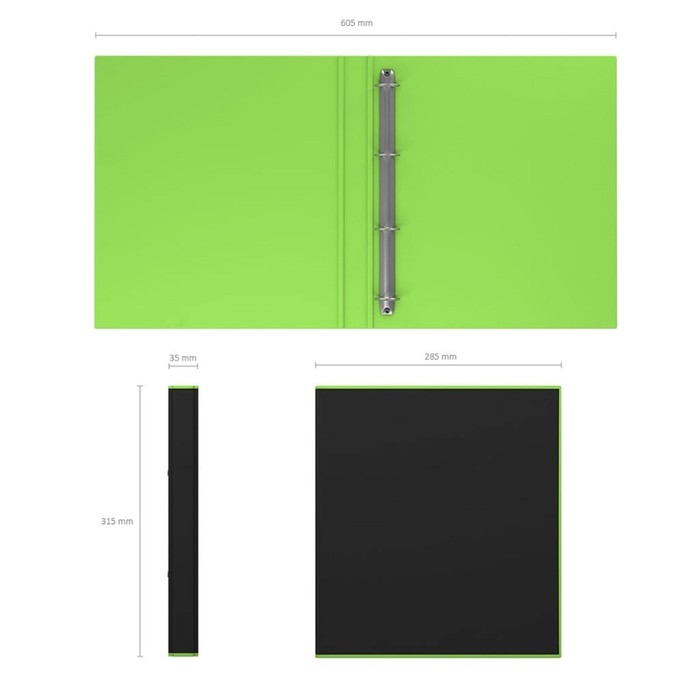 Папка на 4 кольцах А4, ErichKrause Accent, 35 мм, 1750 мкм, черная/салатовая Папка на 4 кольцах А4, ErichKrause Accent, 35 мм, 1750 мкм, черная/салатовая